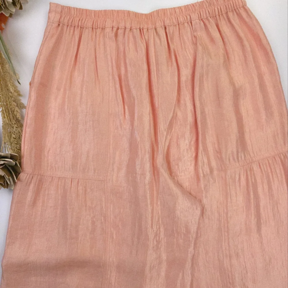 Current Air Anthropologie Peach Shimmer Wide-Leg Rayon Women's Pants Sz L - Picture 6 of 15